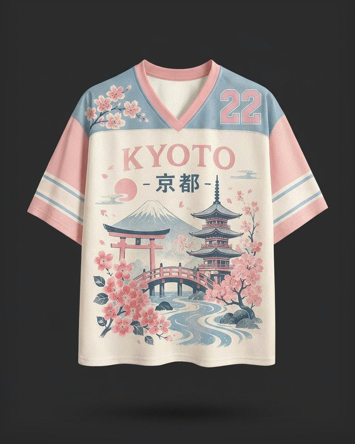 Hanami City Jersey in KYOTO DAYS, front view on a dark studio background