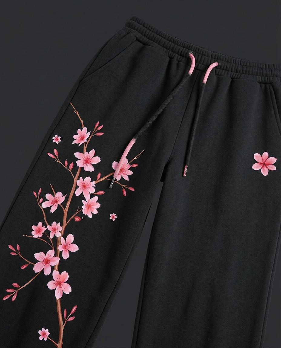 Close-up of the print on the Yozakura Wide-Leg Sweatpants